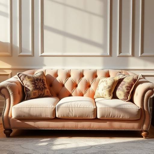 Elegant handcrafted sofa with plush cushions