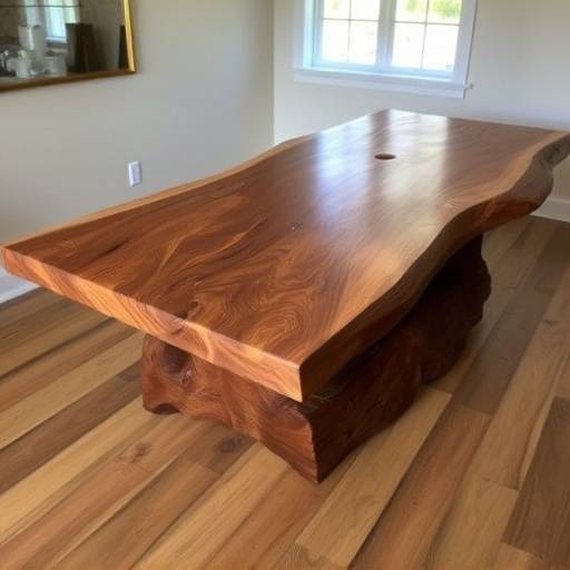 Handcrafted solid wood dining table with live edge detailing