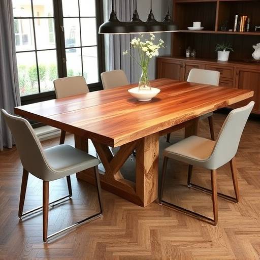 Modern dining table made from reclaimed wood