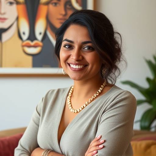 Portrait of Anya Sharma, the interior design consultant at Artisan Home & Design.
