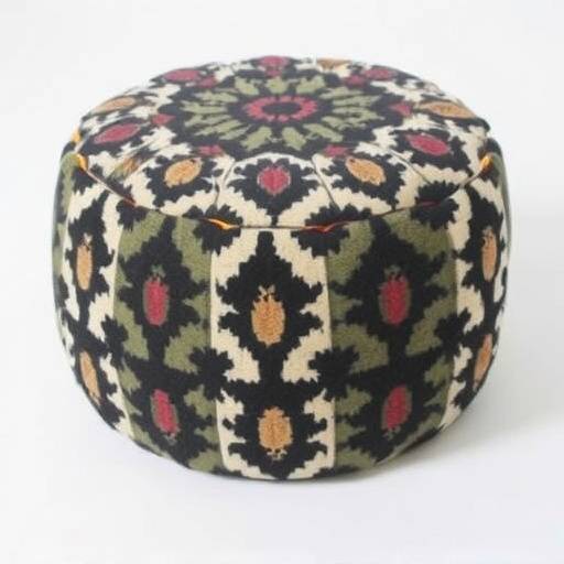 The 'ByWard' Pouf: a versatile and comfortable pouf upholstered in a durable, patterned fabric.